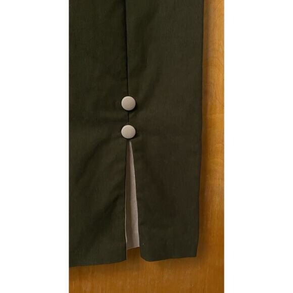 Stop Staring 30s Bombshell Pin-up Wiggle Dress Army Green Pleats Retro Size L - Picture 5 of 8